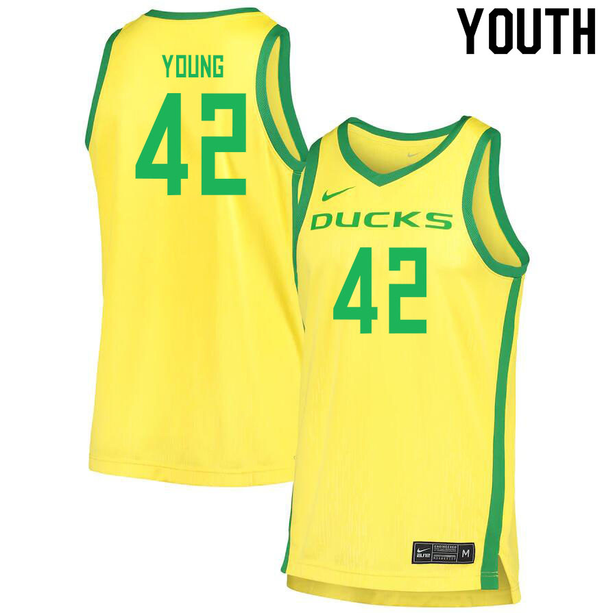 Youth # #42 Jacob Young Oregon Ducks College Basketball Jerseys Sale-Yellow - Click Image to Close